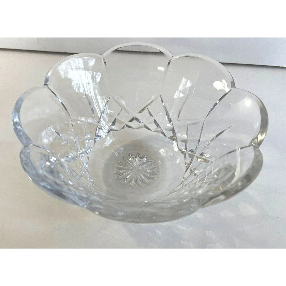 Rogaska Heavy Crystal Bowl Etched Accents 7